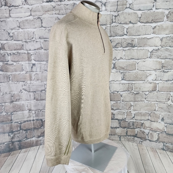 Tommy Bahama 1/4 Zip Pullover Cotton Sweater Cream Size Large - Picture 7 of 12